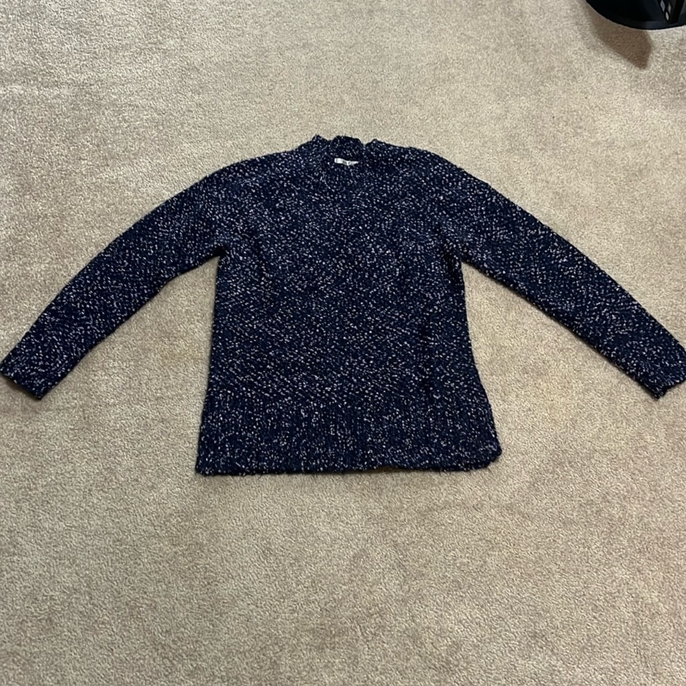 Navy and lavender speckled sweater